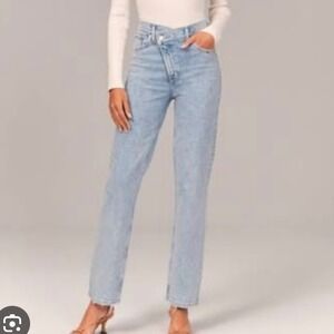 Abercrombie Fitch 90s Straight Ultra High Rise Blue Denim Jeans Women 31 12R NWT